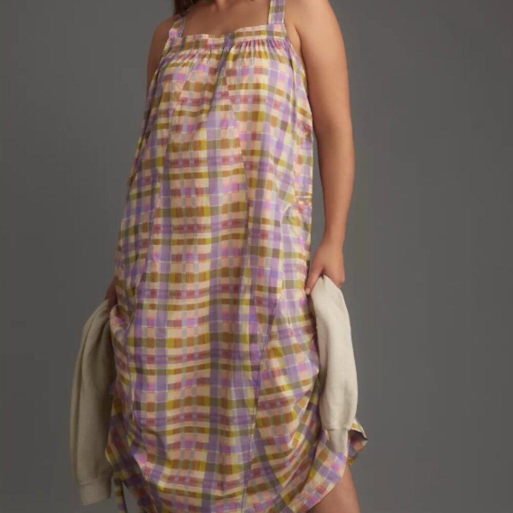 Daily Practice by Anthropologie. Size large. Lavender & Olive Plaid Midi Dress